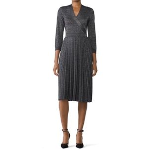 Kate Spade Gray Metallic Wrap Sweater Dress Size Medium $328